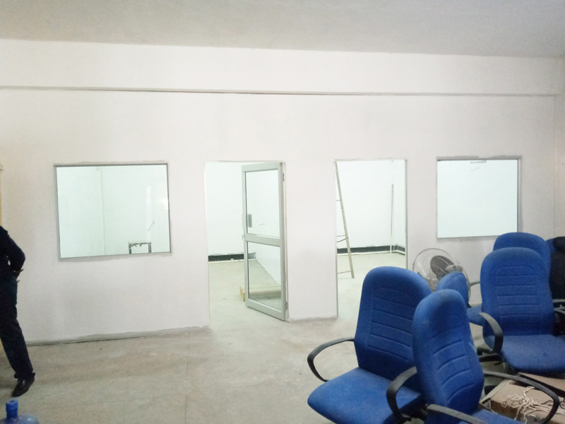 Aluminium Framed Dry Wall office Partition with Glass Doors &amp; Windows